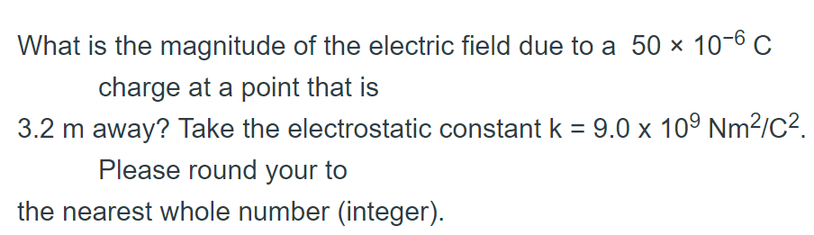 Solved What is the magnitude of the electric field due to a | Chegg.com