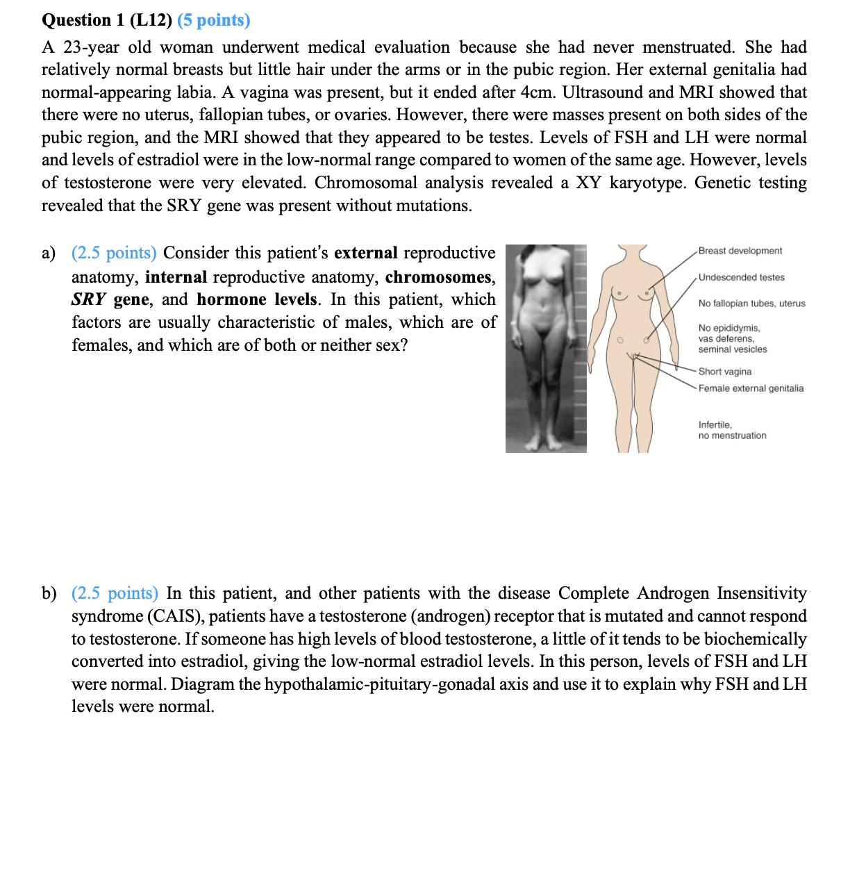 Solved Question 1 (L12) (5 points) A 23-year old woman | Chegg.com