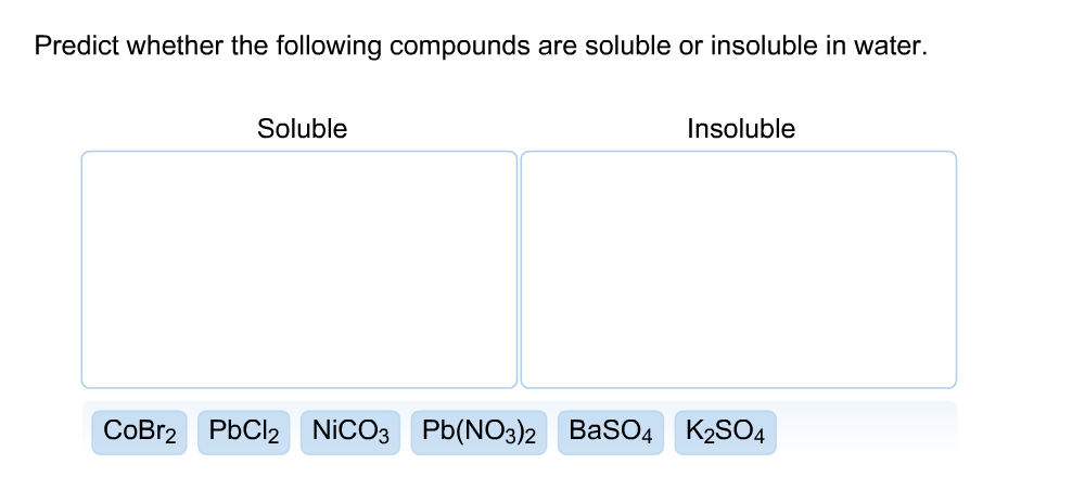 Pb(no3)2 Soluble Or Insoluble Solved: Predict Whether The Following Compounds Are Solubl... | Chegg.com
