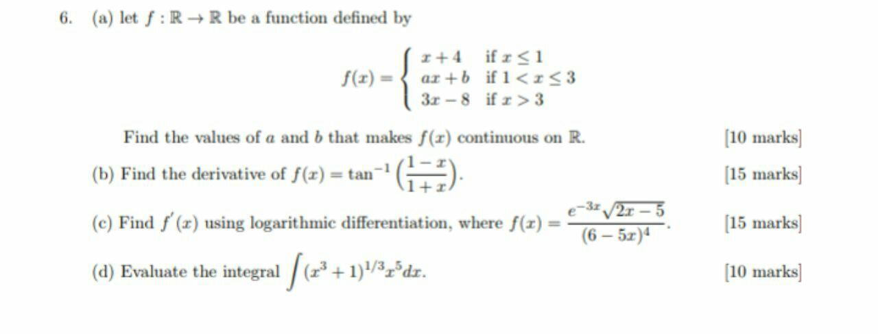 Solved 6. (a) let S : R+R be a function defined by +4 if : | Chegg.com