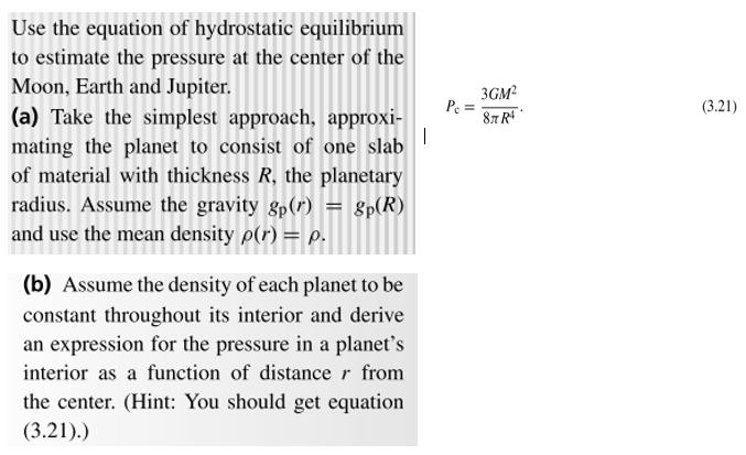Solved Pc 3GM 87R (3.21) Use the equation of hydrostatic | Chegg.com
