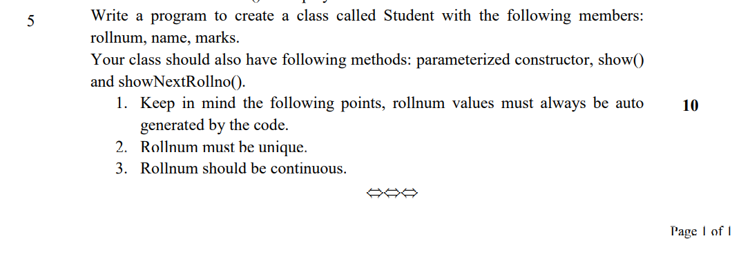 5 Write a program to create a class called Student | Chegg.com