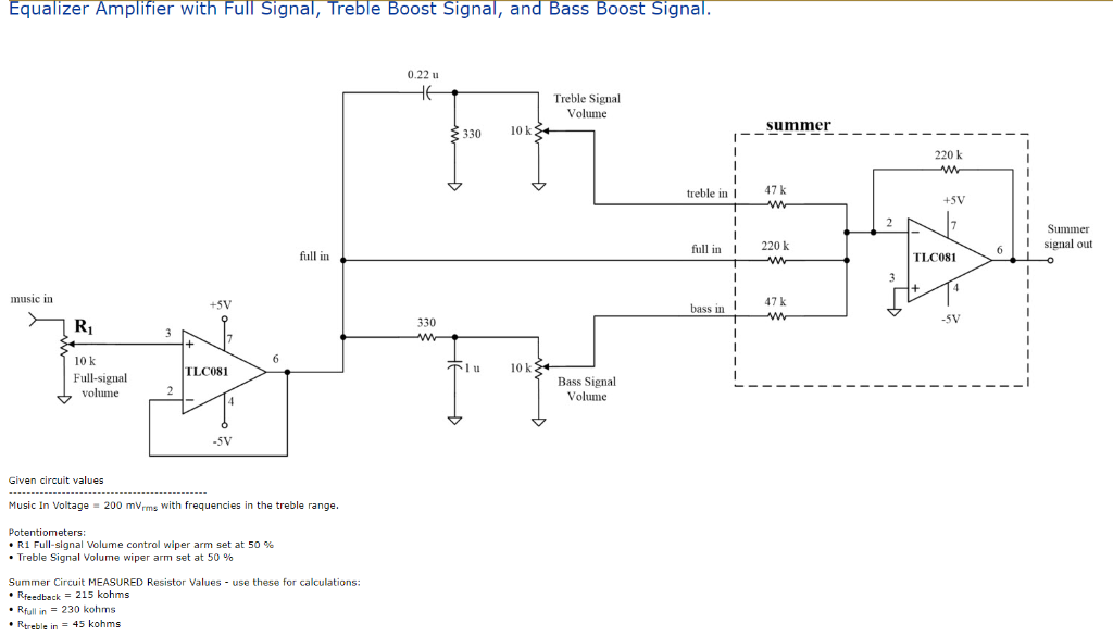 Equalizer Amplifier with Full Signal, Treble Boost | Chegg.com