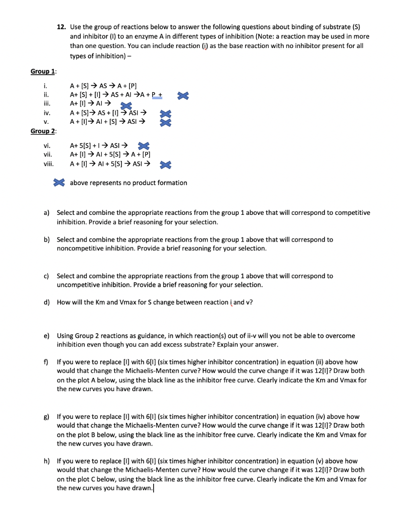 Solved 12. Use the group of reactions below to answer the | Chegg.com