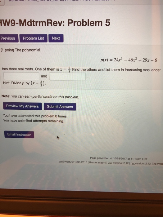 Solved W9-MdtrmRev: Problem 5 Previous Problem List Next (1 | Chegg.com