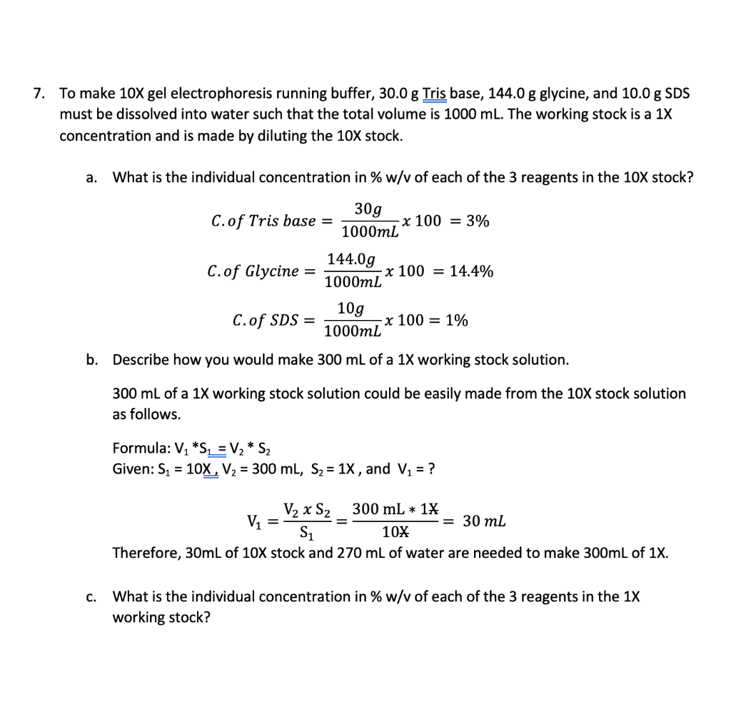Solved 7. To make 10X gel electrophoresis running buffer,