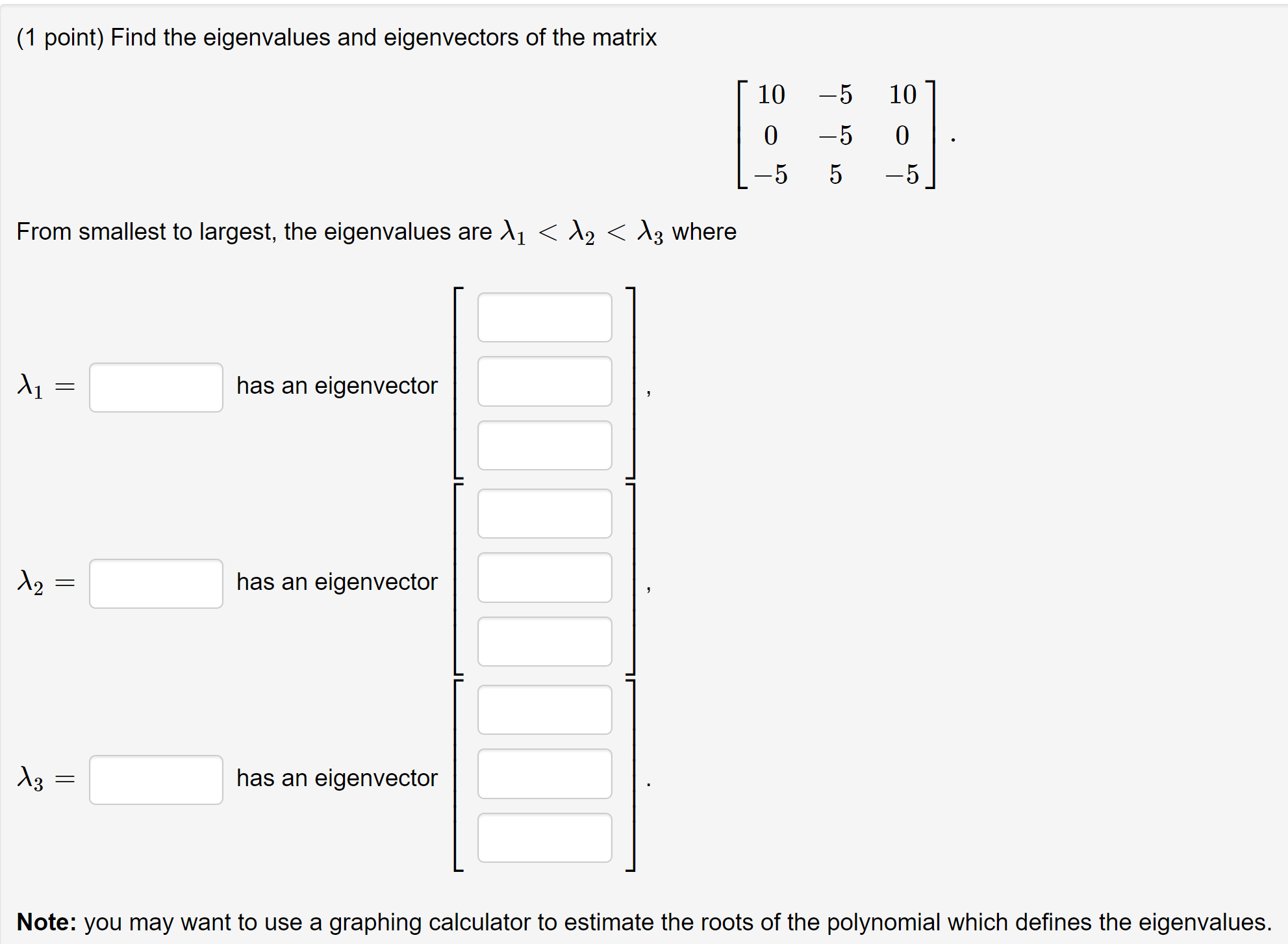 Solved (1 ﻿point) ﻿Find The Eigenvalues And Eigenvectors Of | Chegg.com