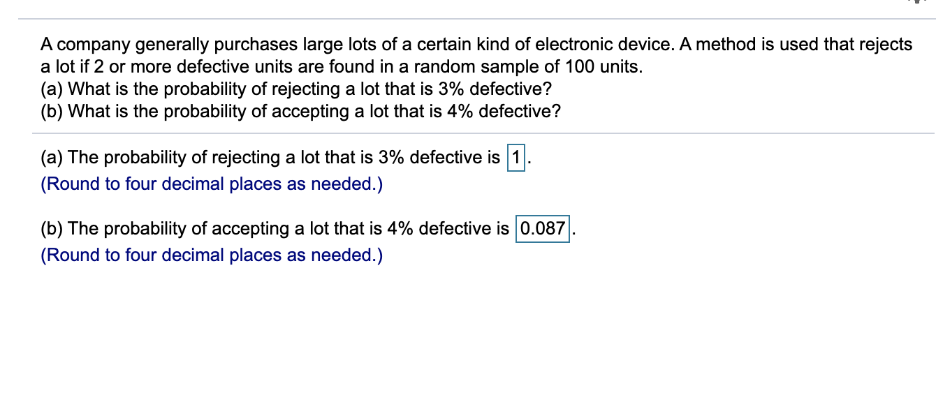 Solved A company generally purchases large lots of a certain