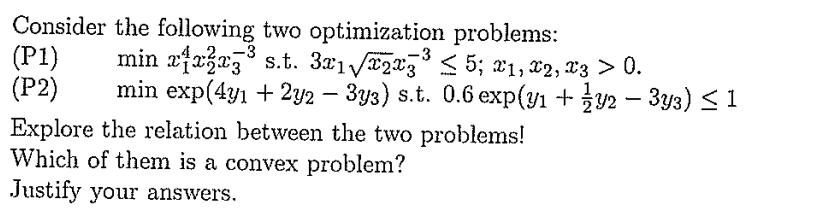 Solved -3 -3 Consider the following two optimization | Chegg.com