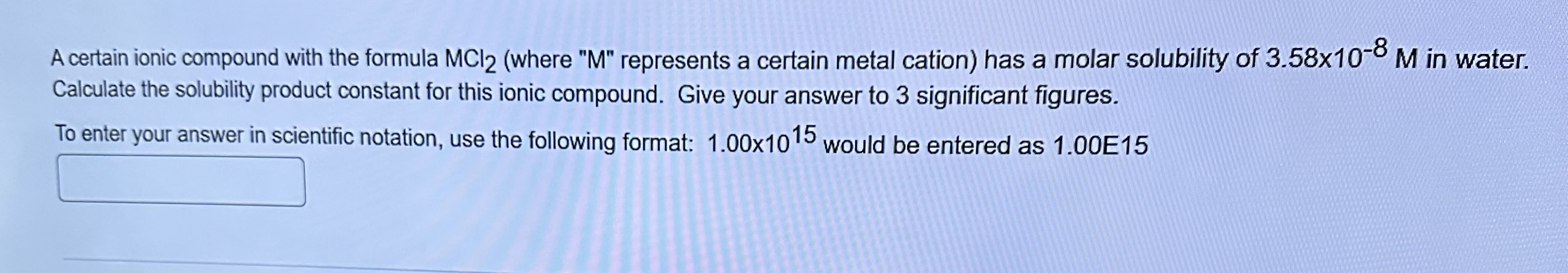 Solved A certain ionic compound with the formula MCl2 (where | Chegg.com