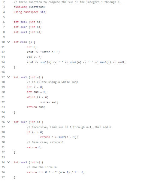 Solved Consider program sum1n.cpp. Give a brief run-time | Chegg.com