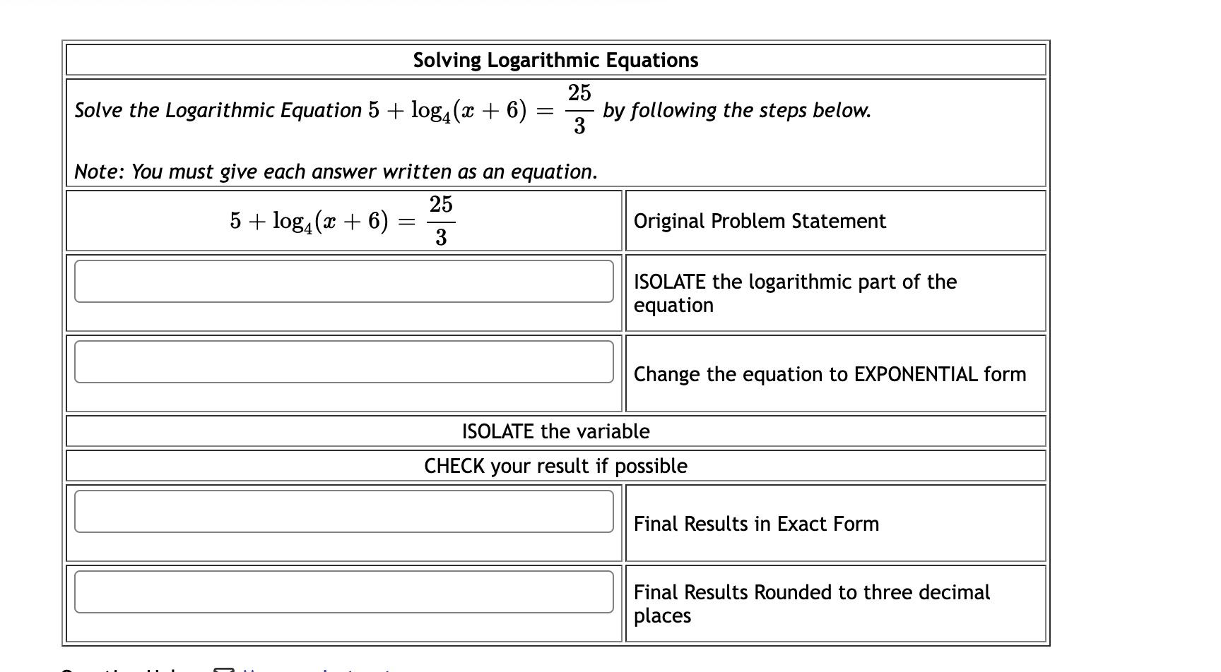 Solved Solving Logarithmic Equations 25 Solve the | Chegg.com
