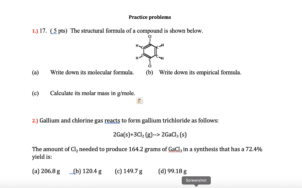 Solved Practice problems 1.) 17. (5 pts) The structural | Chegg.com