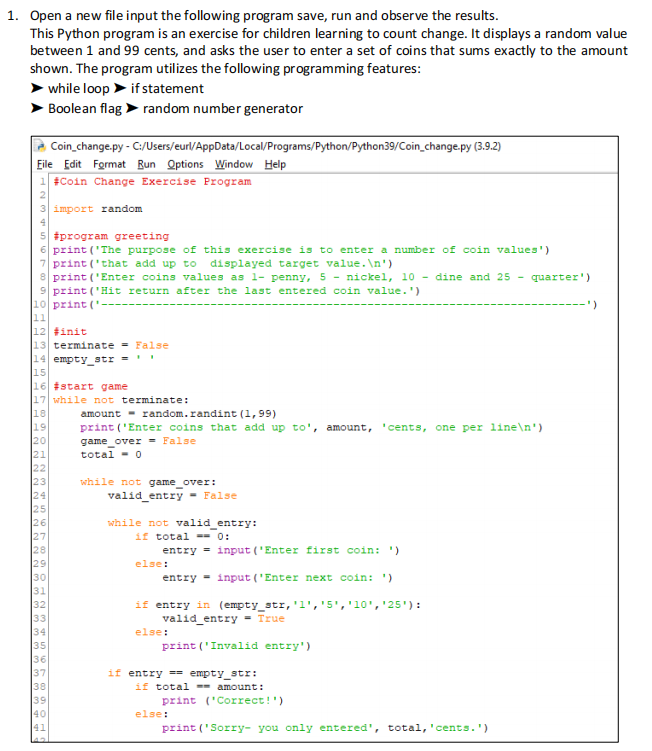 Solved Question: Addition of Half-Dollar Coins. Modify the | Chegg.com
