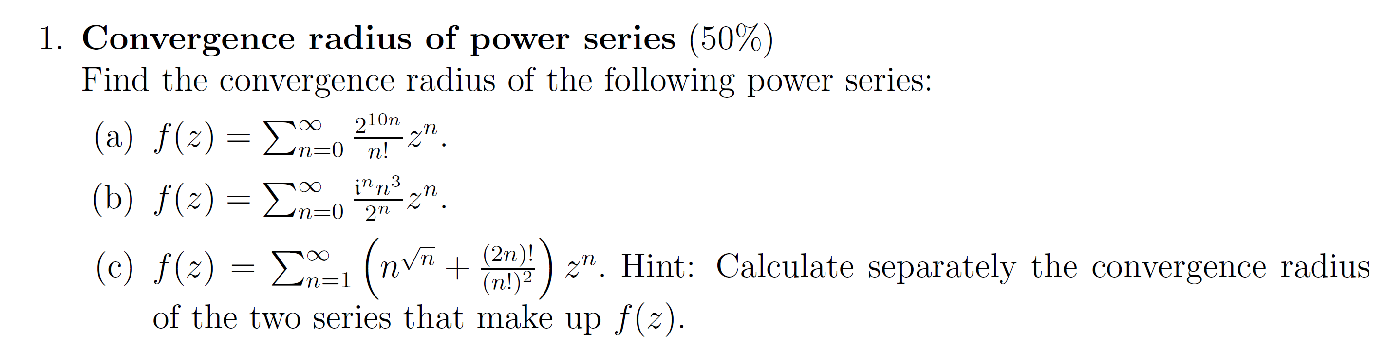 find the radius of convergence power series