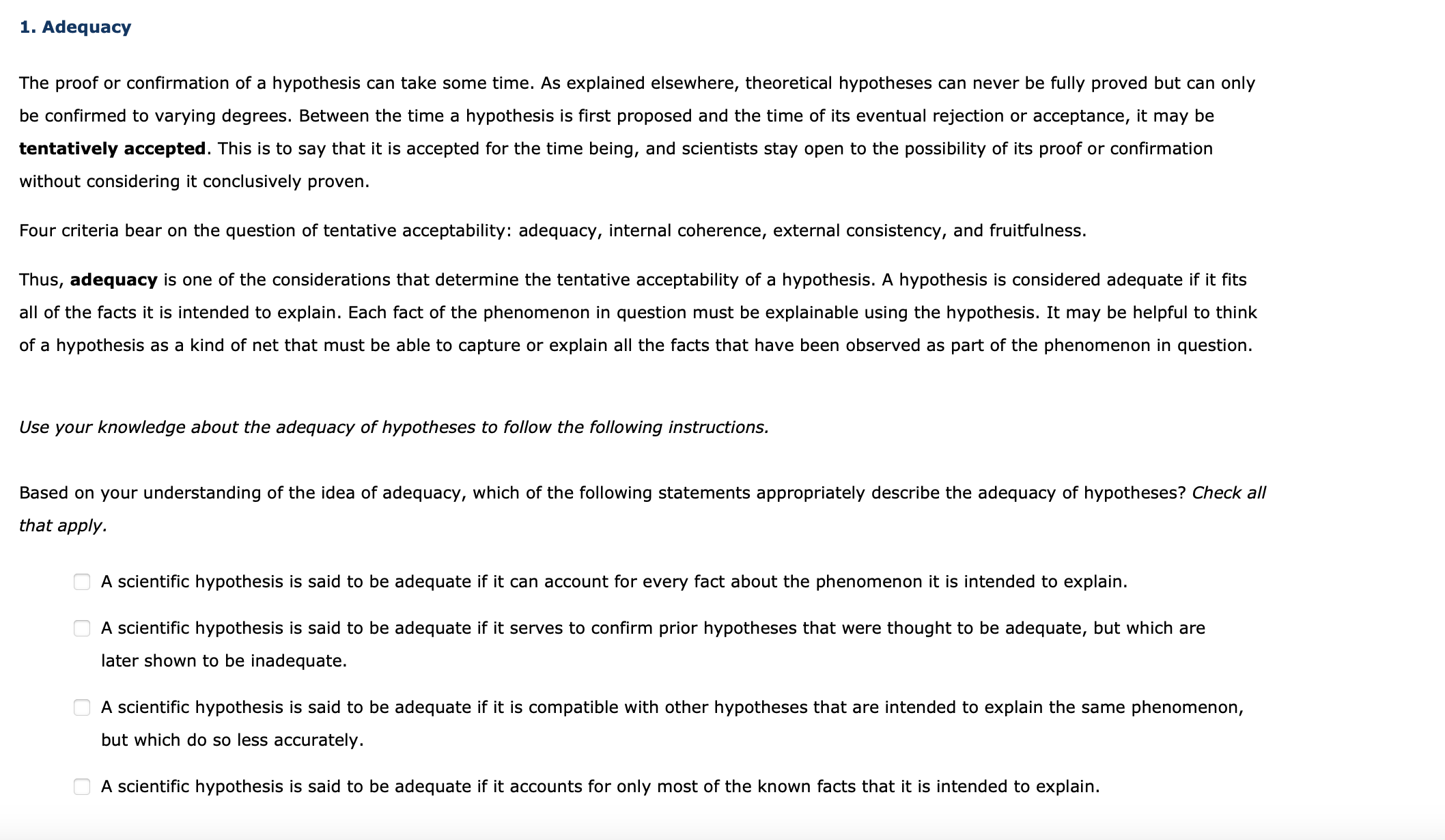 Solved The proof or confirmation of a hypothesis can take | Chegg.com