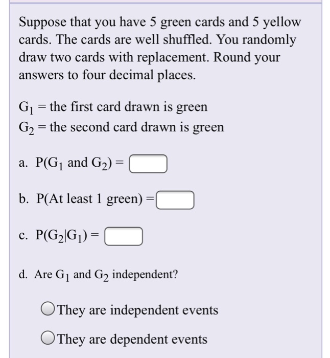Solved A special deck of cards has 8 green cards, 13 blue