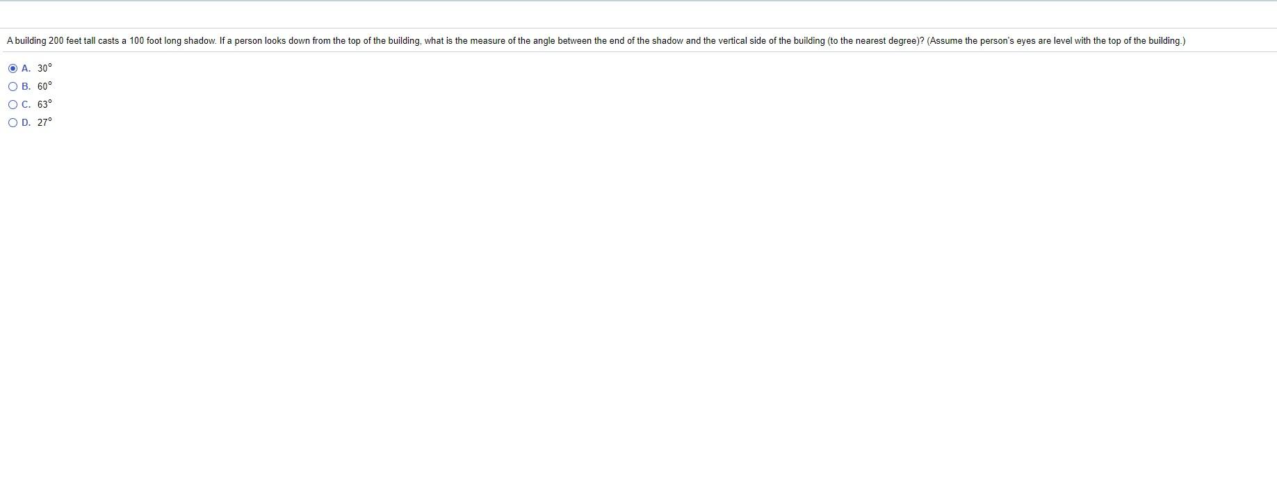 Solved A building 200 feet tall casts a 100 foot long | Chegg.com