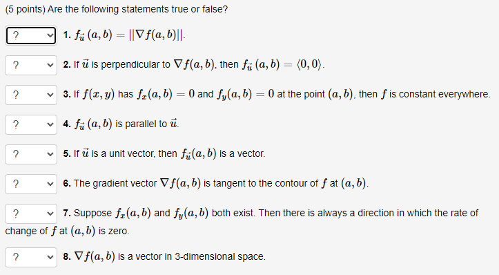 Solved (5 points) Are the following statements true or | Chegg.com