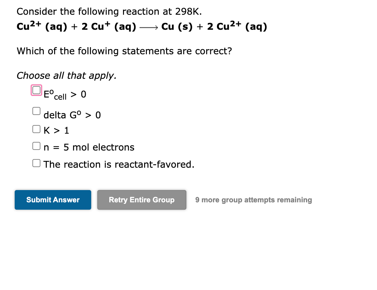 Solved Consider The Following Reaction At 298 K. | Chegg.com