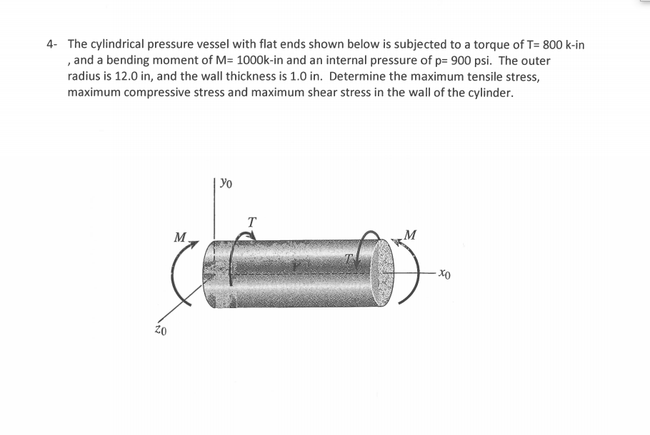 Solved 4 The cylindrical pressure vessel with flat ends