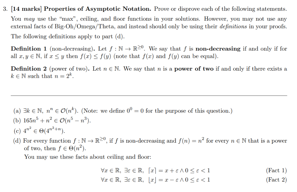 Solved 3. [14 Marks] Properties Of Asymptotic Notation. | Chegg.com