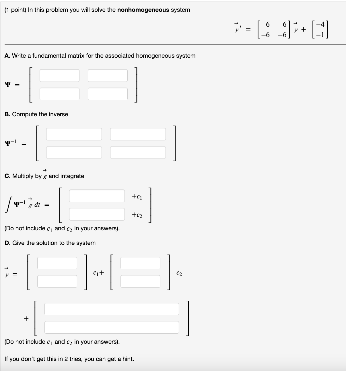 (1 point) In this problem you will solve the | Chegg.com