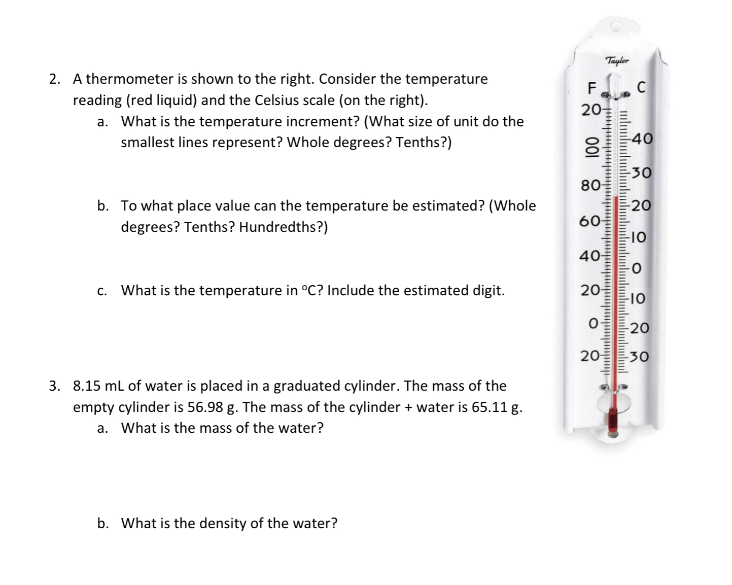 A thermometer is shown to the right. Consider the | Chegg.com