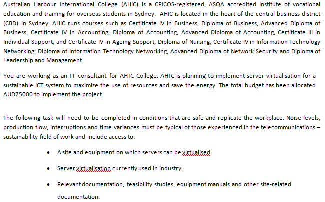 Australian Harbour International College (AHIC) is a | Chegg.com