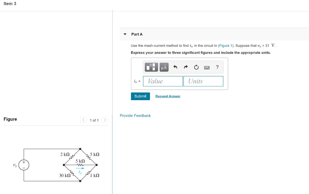 Solved Item 3 Part A Use the mesh-current method to find i, | Chegg.com