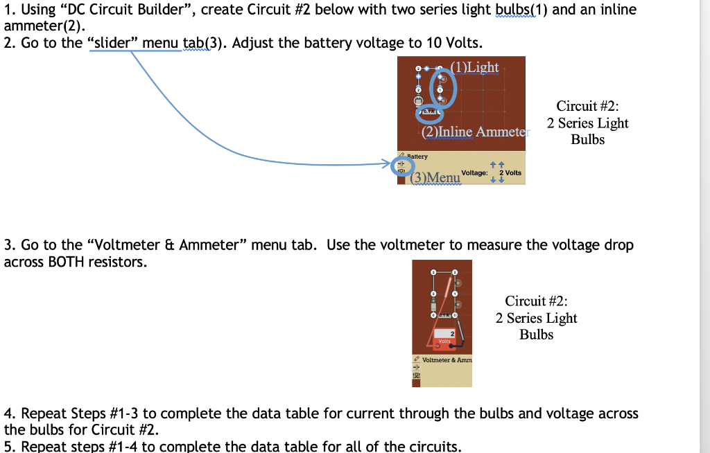 Solved 1 Using Dc Circuit Builder Create Circuit 2 B Chegg Com