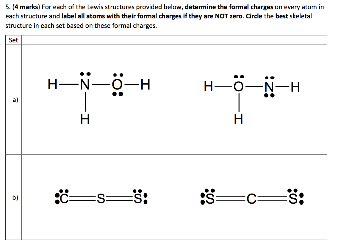 Solved Marks For Each Of The Lewis Structures Chegg Com