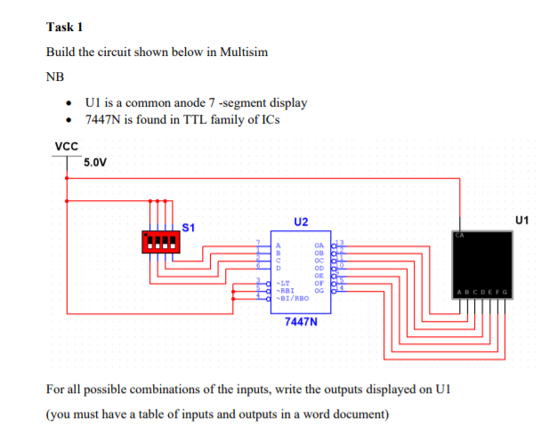 Solved Task 1 Build the circuit shown below in Multisim NB • | Chegg.com