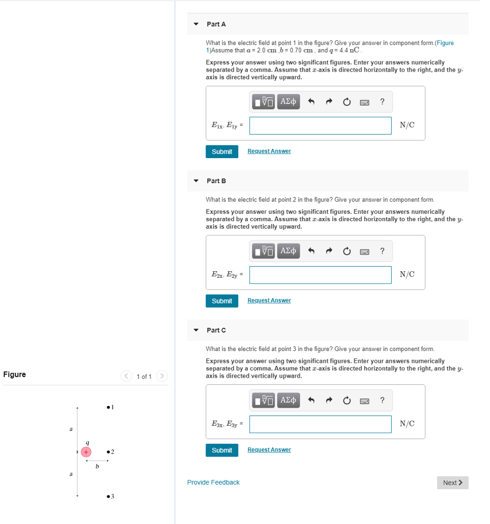 Solved PartA What is the electric field at point 1 in the | Chegg.com