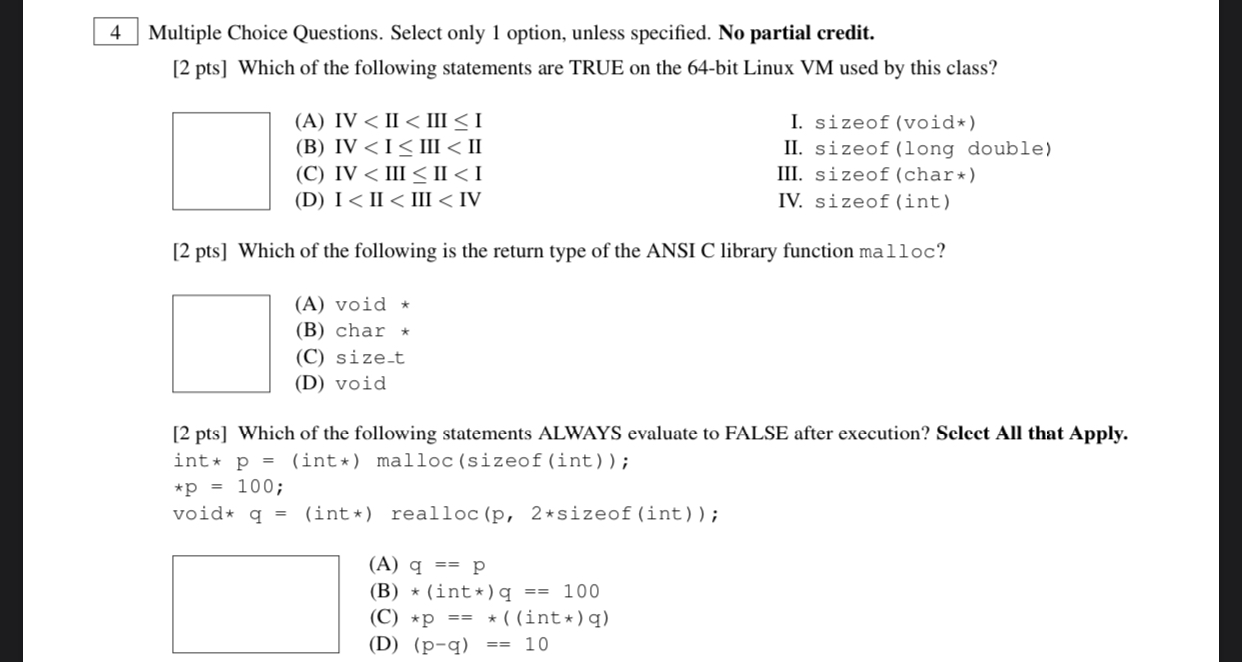 Solved 4 Multiple Choice Questions. Select only 1 option, | Chegg.com