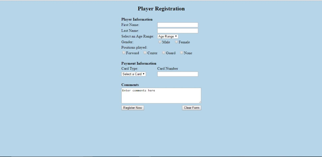 Game Register Example Solved Player Registration Player Information First Name: | Chegg.com