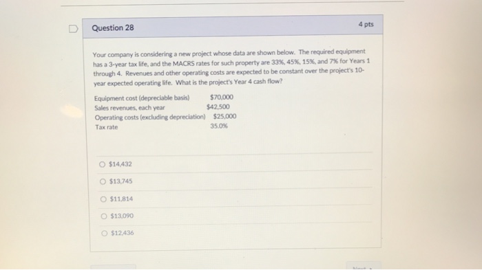 Solved Your Company Is Considering A New Project Whose Data | Chegg.com