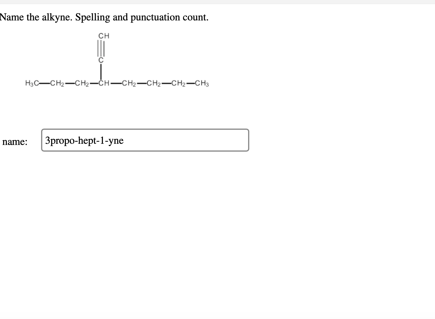 Solved Name The Alkyne Spelling And Punctuation Count