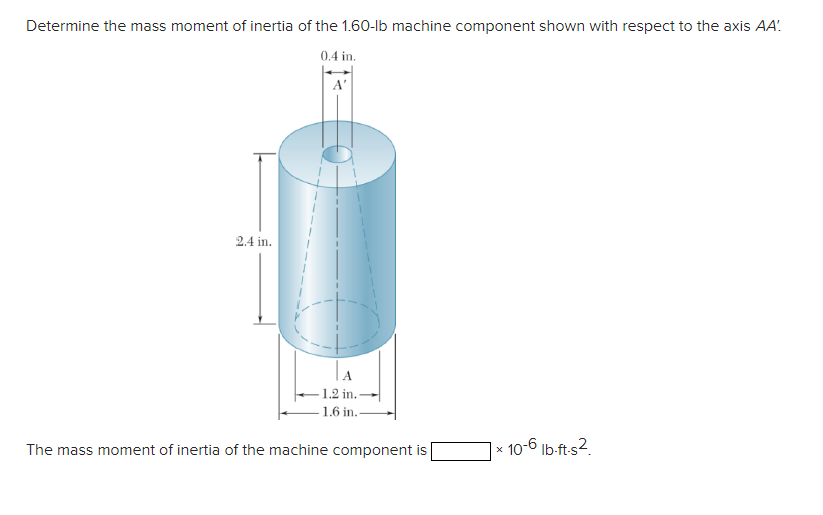 Solved Determine the mass moment of inertia of the 1.60-lb | Chegg.com