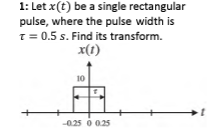 Solved 1: Let X(t) be a single rectangular pulse, where the | Chegg.com