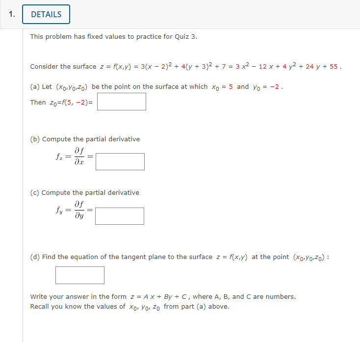 Solved This problem has fixed values to practice for Quiz 3. | Chegg.com