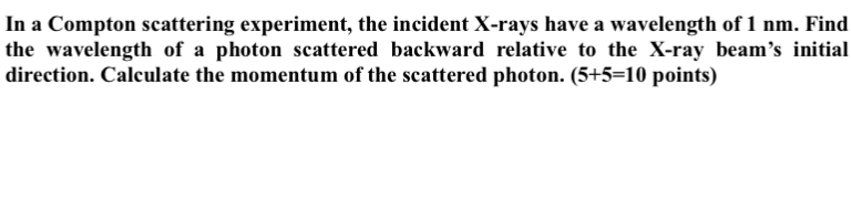 Solved In a Compton scattering experiment, the incident | Chegg.com