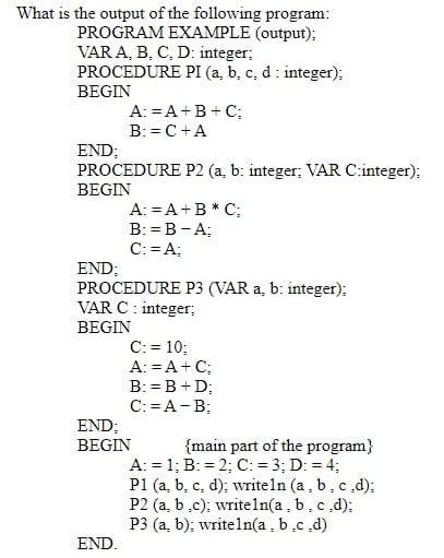 What is the output of the following program: PROGRAM | Chegg.com