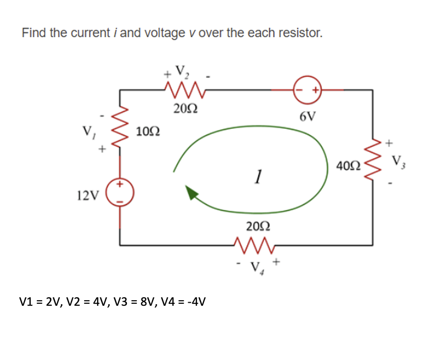 Solved Find the current i and voltage v over the each | Chegg.com