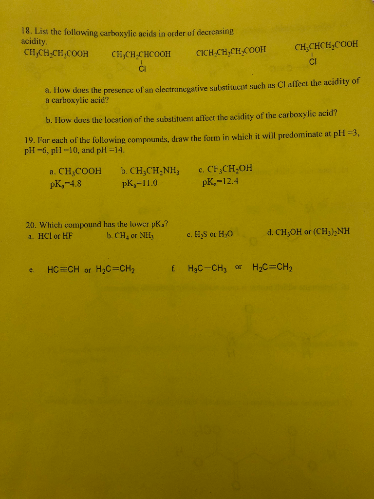 Solved 18. List the following carboxylic acids in order of | Chegg.com