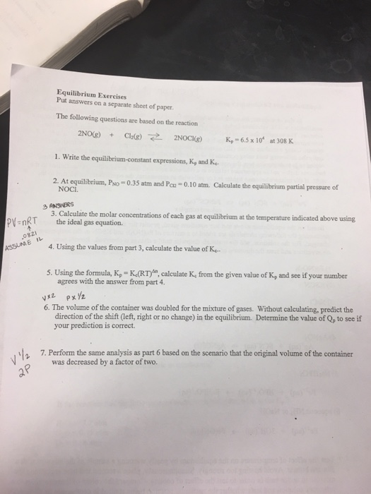 Solved Equilibrium Exercises Put answers on a separate
