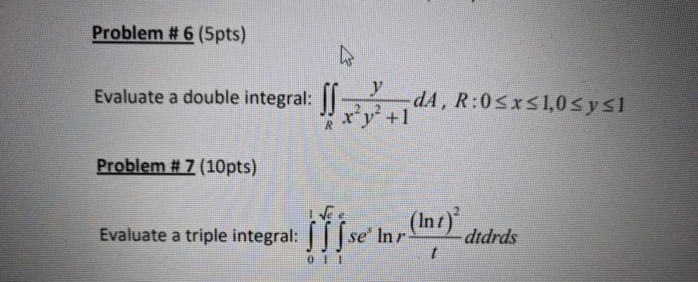 Solved Problem # 6 (5pts) Evaluate a double integral: (dA, | Chegg.com