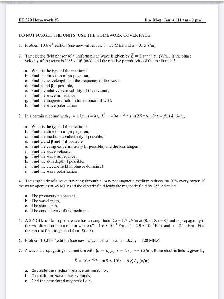 Solved EE 320 Homework #3 Due Mon. Jan. 4 (11 am - 2 pm) DO | Chegg.com