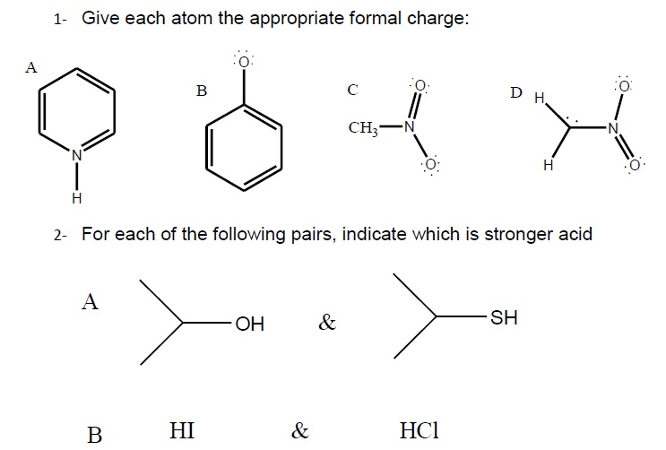 Solved 1- Give each atom the appropriate formal charge: co | Chegg.com