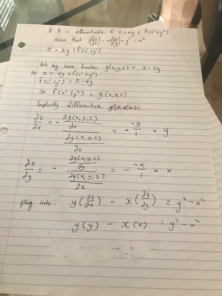 Solved If F Is Differentiable Z Xy F X 2 Y 2 Show That Chegg Com